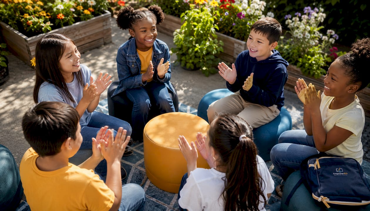 Students clapping during classroom transition