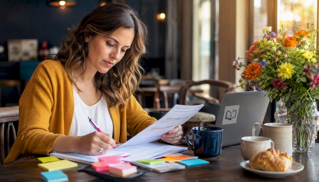 Teacher studying professional development materials