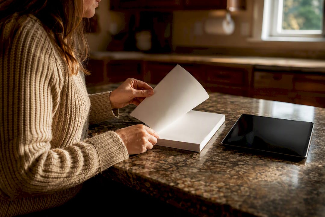 Teacher hands reviewing data security documents