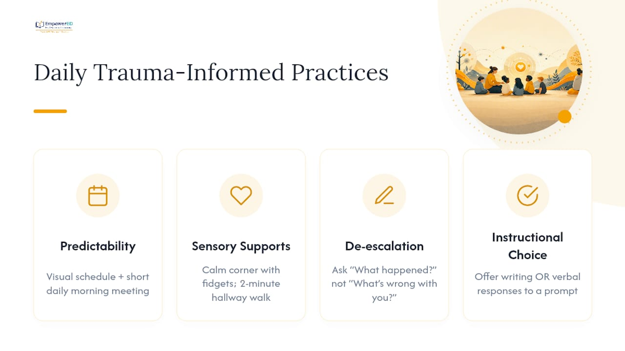 Four trauma-informed classroom practice categories