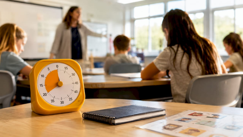 Teacher starting a classroom visual timer