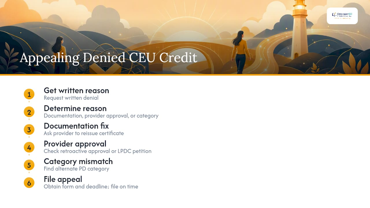 Appealing a Denied CEU Credit — overview diagram